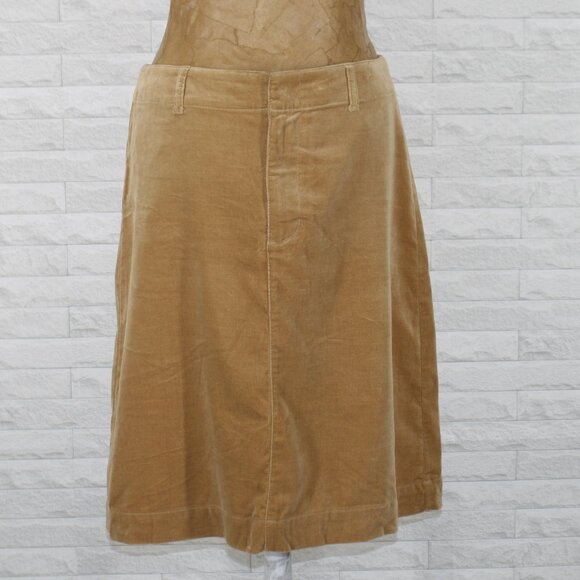 EDDIE BAUER Skirt Suede Soft Cotton Velvety Midi A-line Neutral Camel Tan 8 - Picture 1 of 13